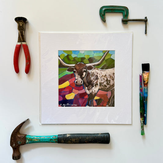 Texas Longhorn Print || 8 x 8
