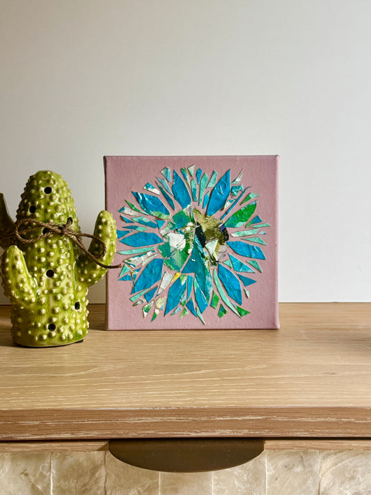 Frilly Sunflower in Blue and Lilac || 6x6 Floral