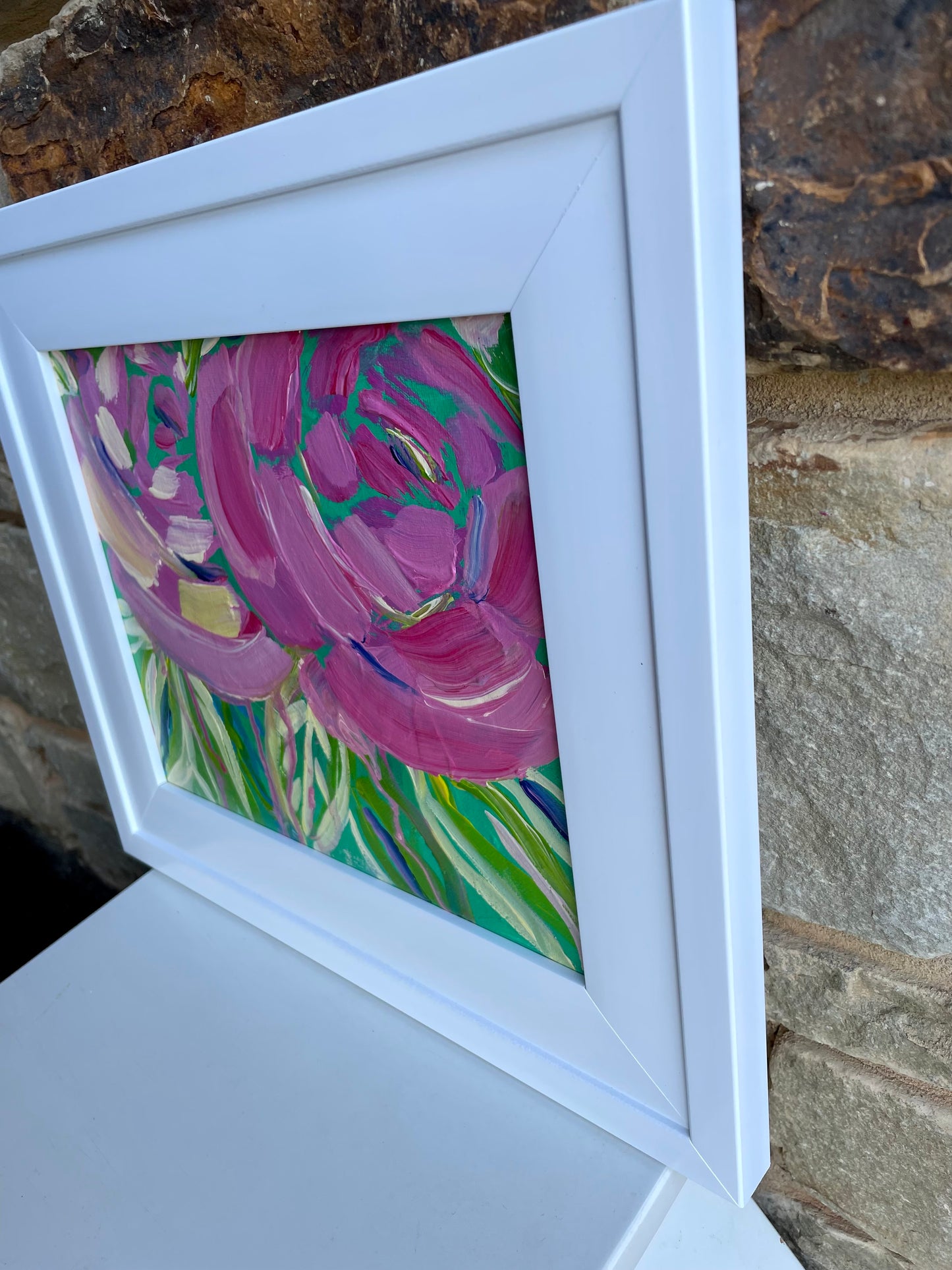 Green & Pink Rose Floral Abstract || 8 x 10