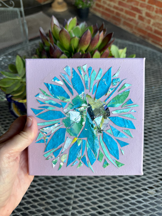 Frilly Sunflower in Blue and Lilac || 6x6 Floral