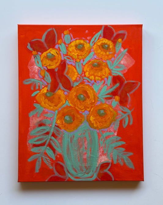 Orange Marigolds || 16 x 20 Floral