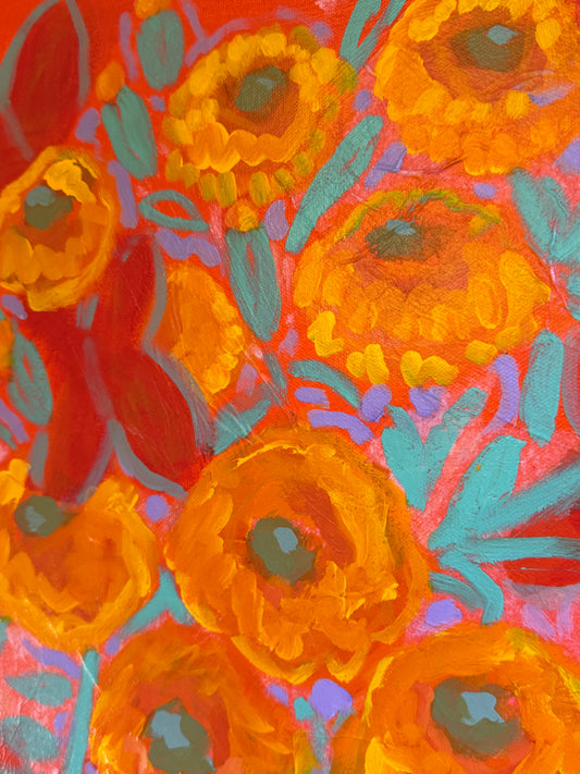 Orange Marigolds || 16 x 20 Floral