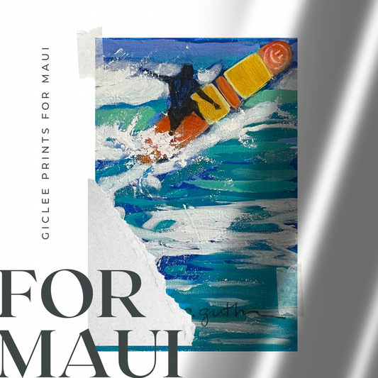 For Maui || Surf Happy Giclee Print || 8 x 8