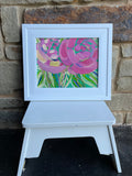 Green & Pink Rose Floral Abstract || 8 x 10