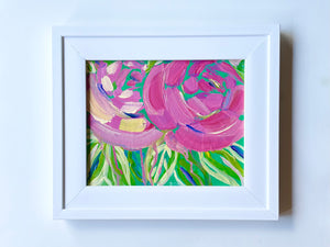 Green & Pink Rose Floral Abstract || 8 x 10